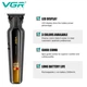 Триммер аккумуляторный VGR V-930 GOLD для бороды и усов, машинка для стрижки волос мужская, 4 насадки, LED дисплей, профессиональный барберский триммер - изображение 3