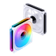 Вентилятор для корпуса JONSBO FR-505WR Iridescent White Edition, 12 см (обратная конструкция лопастей/3-сторонний и осевой вентилятор с многослойным зеркальным эффектом/5V ARGB/ШИМ-разъемы (штекер и гнездо) - изображение 4