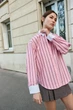 Поплінова сорочка у смужку оверсайз Zara 3564/080 XL Рожева (03564080046XL) - изображение 2