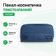 Пенал косметичка великий текстильний синій з декількома відділеннями 21x5x12 см унісекс без наповнення для школи офісу - зображення 1