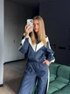 Жіночий демісезонний спортивний костюм із жатої плащівки з курткою та штанами ELFBERG ELF-833 42-44 Темно-Синій (2000001044247) - изображение 7