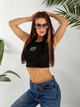 Жіночий укорочений топ у рубчик з вишивкою LOAWE ELFBERG ELF-774 46-48 Чорний (2000000984582) - изображение 1