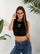 Жіночий укорочений топ у рубчик з вишивкою LOVE ELFBERG ELF-773 42-44 Чорний (2000000984483) - изображение 2