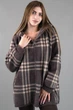 Женская кофта из альпаки коричневая в клетку с капюшоном one size (2631272) - изображение 1