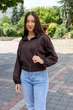 Женская укороченная кофта на молнии с капюшоном турецкий трикотаж кроп худи Aksan 26.3012 44(M) ( ( ) )Темно-коричневый - изображение 1