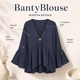 Жіноча блузка А-силуету з рукавами-дзвонами BantyBlouse, синя, розмір S-M - зображення 1