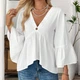 Жіноча блузка А-силуету з рукавами-дзвонами BantyBlouse, біла, розмір M-L - зображення 7