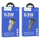 АЗП HOCO Z57B Glorious 63W dual-port digital display PD45W+QC3.0 car charger Black - зображення 2