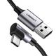 Дата кабель USB 2.0 AM to USB-C 1.0m 90° corner braid black Ugreen (50941) - зображення 1