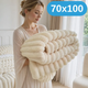 Нежный двусторонний плюшевый меховой плед 70×100 см, 200 г, молочный KT9001002 - изображение 1