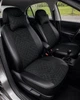 Чехлы на сиденья FIAT Tipo (II) (Фиат Типо II), универсальные, экокожа + алькантара, комплект, черные с зеленой строчкой - изображение 2