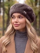 Женский берет Alpaca из экомеха кофе с молоком (мокко) - изображение 1