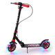 Самокат двухколесный складной черный с светящимися колесами 200мм Scooter Pusher 5351 Black - изображение 2