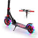 Самокат двухколесный складной черный с светящимися колесами 200мм Scooter Pusher 5351 Black - изображение 6