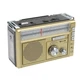 Радіоприймач FM аналоговий портативний Golon RX-382BT акумуляторний з ліхтариком Bluetooth USB MicroSD 165x110x75мм Gold - зображення 1