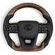 Анатомический руль для Toyota Land Cruiser 200, Prado 150. С подогревом. Коричневое дерево. Подушка из кожи – черный логотип. - изображение 3