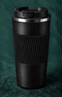 Термокружка термочашка 510 мл з кришкою, вакуумний термос для кави та чаю з нержавіючої сталі, герметична, автомобільна дорожня туристична, чорна. - изображение 1