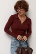 Трикотажна кофта-поло на блискавці LR0339r Бордовый ONE SIZE - изображение 4