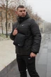 Зимовий комплект для чоловіків куртка Frost чорна штани з тринитки на флісі брендова барсетка і зручні рукавички бонусом/S - зображення 5