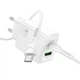 Мережевий зарядний пристрій Hoco N71 USB A + USB C QC3.0 3A 30W + кабель USB C White (6942007670944) - зображення 1