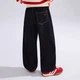 Джинси для дівчинки утеплені кольору індиго wide leg у стилі baggy з вишитими сердечками 130 р. - зображення 3