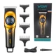 Триммер VGR V-966 GOLD профессиональный аккумуляторный, 5 Вт, до 7000 об/мин, LCD-дисплей, 4 насадки — беспроводная машинка для стрижки волос, бороды и усов, золотой (Е3050) - изображение 1
