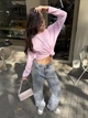 Жіночий лонгслів рожевий однотонний кофта базова ELLE Oversize (404408) - зображення 2