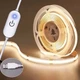 COB LED світлодіодна стрічка USB 5V живлення висока яскравість м'яке світло підсвітка від павербанка із сенсорною кнопкою керування яскравістю 3000K тепле біле світло 3 м - зображення 4