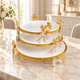 Этажерка для десертов и фруктов керамическая трехъярусная Royal Grace 29*6 см / Сервировочная подставка для десертов (RG_SJ1004M) - изображение 1