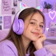 Беспроводные Bluetooth наушники HOCO W42 Cat Ears с кошачьими ушками, LED-подсветкой, TF AUX до 10 ч Фиолетовые с белым - изображение 3