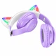 Беспроводные Bluetooth наушники HOCO W42 Cat Ears с кошачьими ушками, LED-подсветкой, TF AUX до 10 ч Фиолетовые с белым - изображение 5