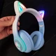 Беспроводные наушники HOCO W42 Cat Ear Bluetooth 5.3 с кошачьими ушками LED-подсветкой TF AUX Голубые с белым - изображение 8