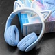 Беспроводные наушники HOCO W42 Cat Ear Bluetooth 5.3 с кошачьими ушками LED-подсветкой TF AUX Голубые с белым - изображение 9
