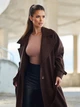 Свободное классическое макси однобортное пальто с поясом ISSA PLUS 15862 XXL темно-коричневое (issa2007682863686) - изображение 4