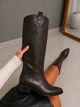Сапоги женские Hoseily M-159-73 казаки высокие утепленные кожаные 40 коричневые - изображение 2
