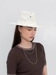 Шляпа федора летняя с жемчужинами, серебро цепь и булавка D.Hats цвет белый - изображение 1