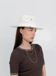 Шляпа федора летняя с жемчужинами, серебро цепь и булавка D.Hats цвет белый - изображение 5