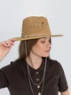 Шляпа Федора женская D.Hats из рафия с двойной цепью серебро коричневая - изображение 2