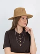 Шляпа Федора женская D.Hats из рафия с двойной цепью серебро коричневая - изображение 3