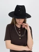 Шляпа Федора женская D.Hats из рафия с двойной цепью серебро черная - изображение 1