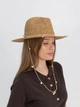 Шляпа Федора женская D.Hats из рафия с цепью золото с сердцами коричневая - изображение 6