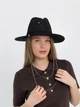 Шляпа Федора женская D.Hats из рафия с двойной цепью серебро черная - изображение 5