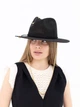 Шляпа федора летняя с тонкой рафии черная с золотистой цепью D.Hats - изображение 3