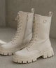 Зимние женские ботинки Trendy берцы на шнуровке молнии 39 молочные (26185) - изображение 4
