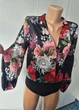 Боди-блузка в цветочный принт New collection Черный 16783 L (укр 48) - изображение 7