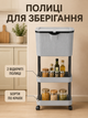 Кухонная тележка с урной для мусора серая 78.5×29×18,5 см пластиковая этажерка на колесах 3 яруса (49676360) - изображение 5