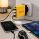Многофункциональное сетевое зарядное устройство на 6 USB-портов желтый универсальный быстрый зарядный адаптер для смартфона планшета наушников и гаджетов мощная сетевая зарядка от розетки для дома и офиса с защитой от перегрева и перенапряжения - изображение 3