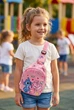 Сумка Ліло та Стич Lilo & Stitch повсякденна модна нагрудна дитяча через плече крос боді рожева 19*14*8 см (ІІ) 33701 - зображення 1