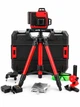 Лазерний рівень нівелір Laser Level Meter 3D-4D 2 акумулятори 16 ліній зелений промінь зі штативом в кейсі червоний - зображення 1