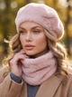 Женский комплект Alpaca берет + бафф розовый (пудра) - изображение 1